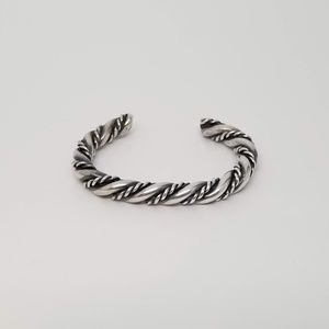 VINTAGE CHUNKY MEXICAN SILVER ROPE CUFF BRACELET